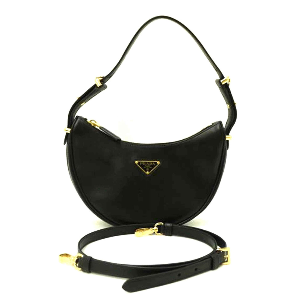 Prada Ark Leather Shoulder Bag Black